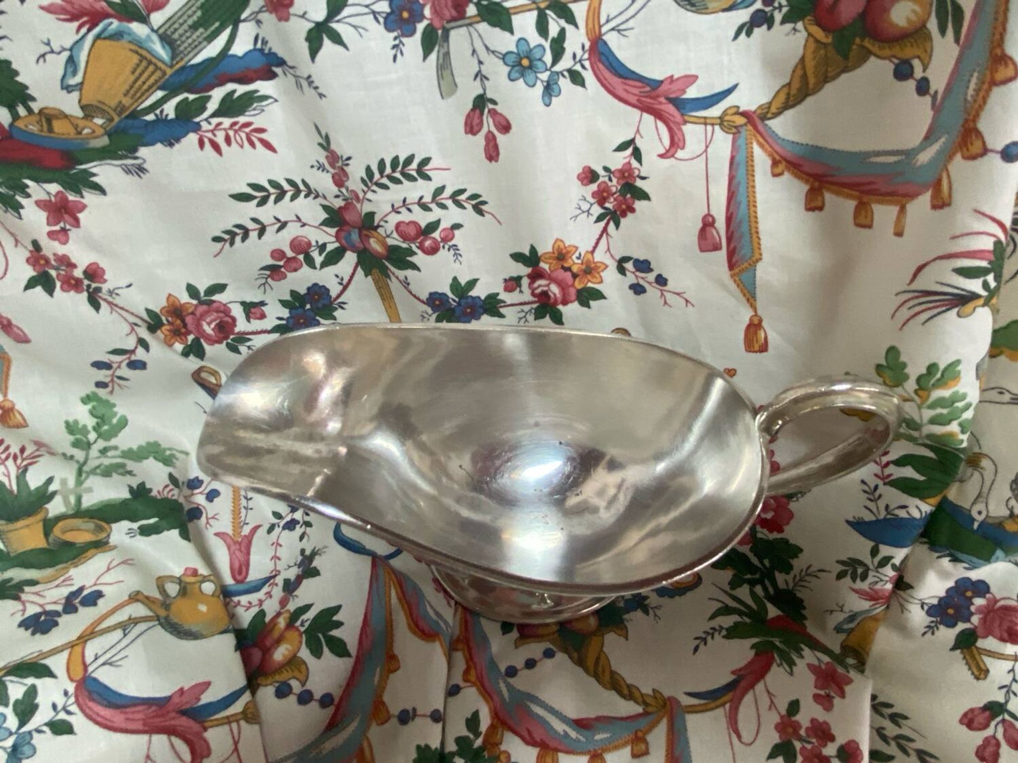Saucière en métal argenté ancienne estampillée Birks