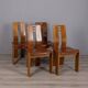 Set of 4 vintage 1950s chairs in wood and leather, Italian design