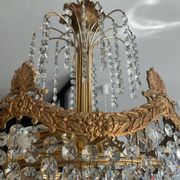 Cascade chandelier in bronze and crystal pendants
