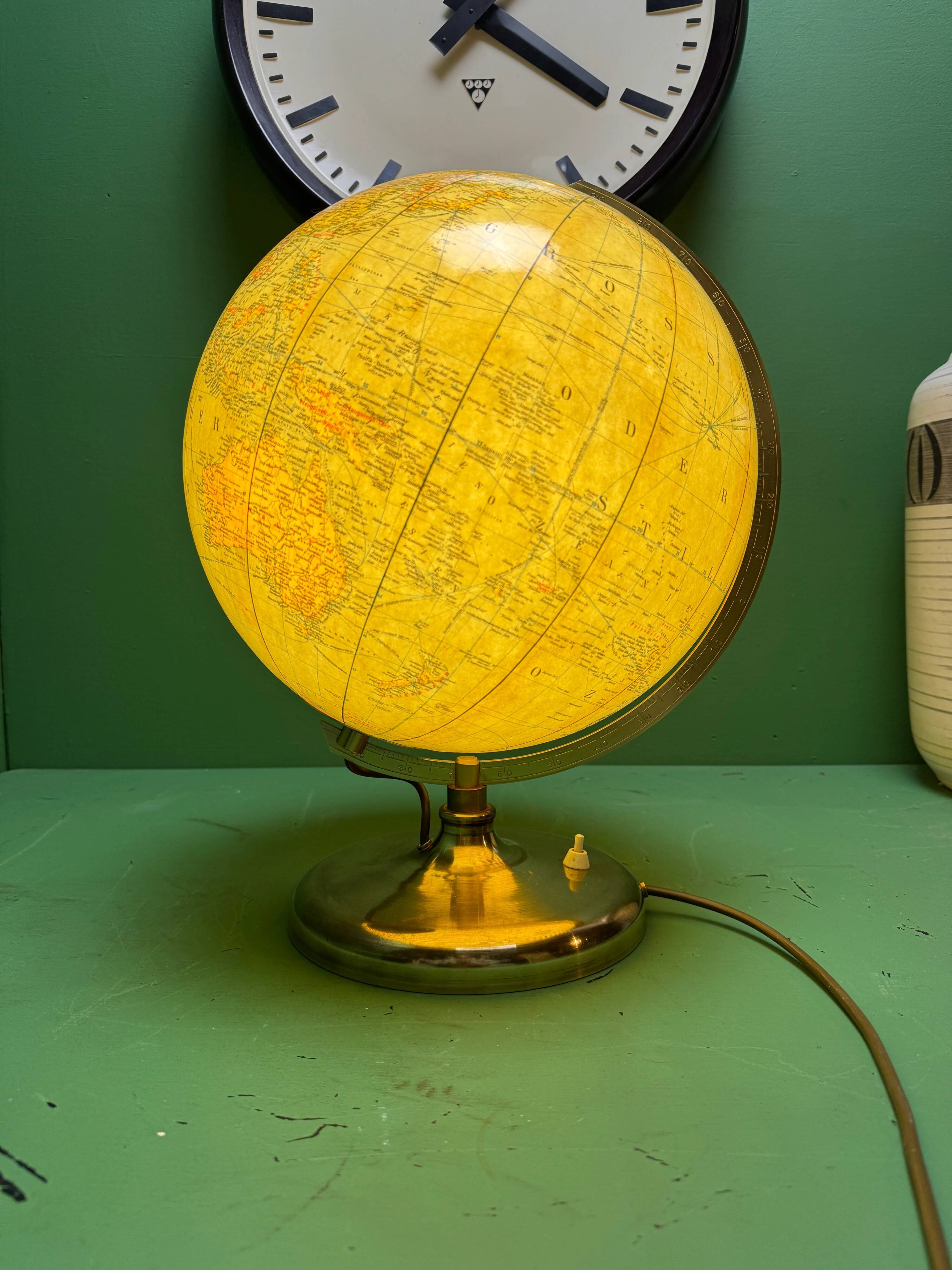 Vintage 1960s German glass globe lamp by JRO Globus Munchen