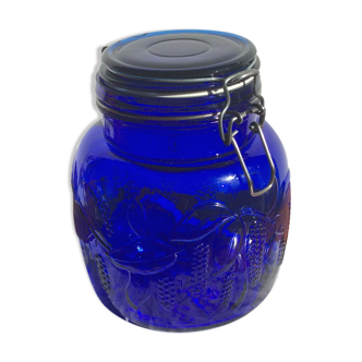 Pot hermétique verre bleu cobalt teinte dans la masse