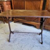 old bistrot table wooden top cast iron leg