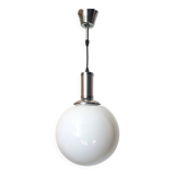 1970s glass and chrome globe chandelier