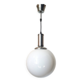 1970s glass and chrome globe chandelier