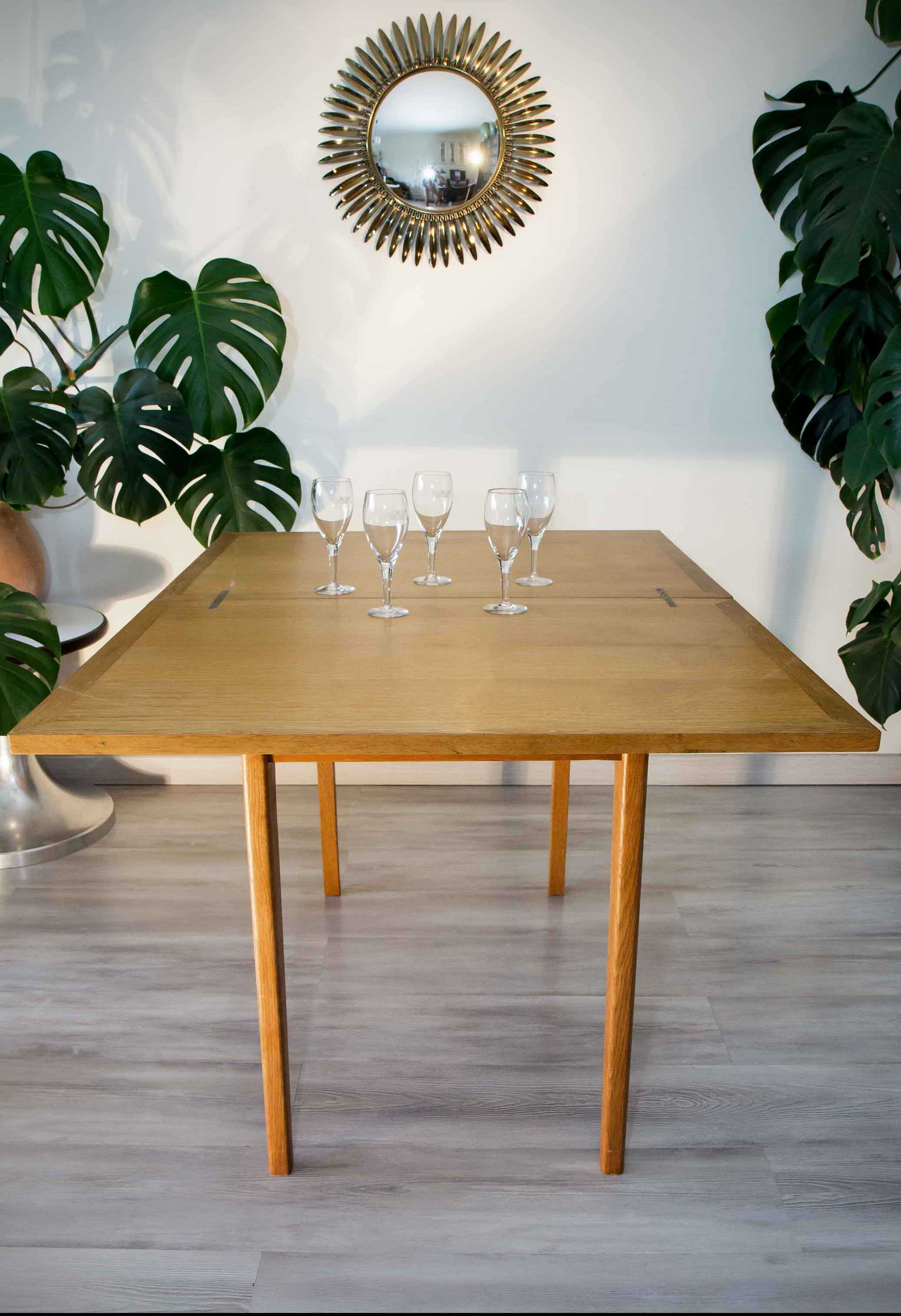 Extended table wallet, light oak branded, vintage 60's