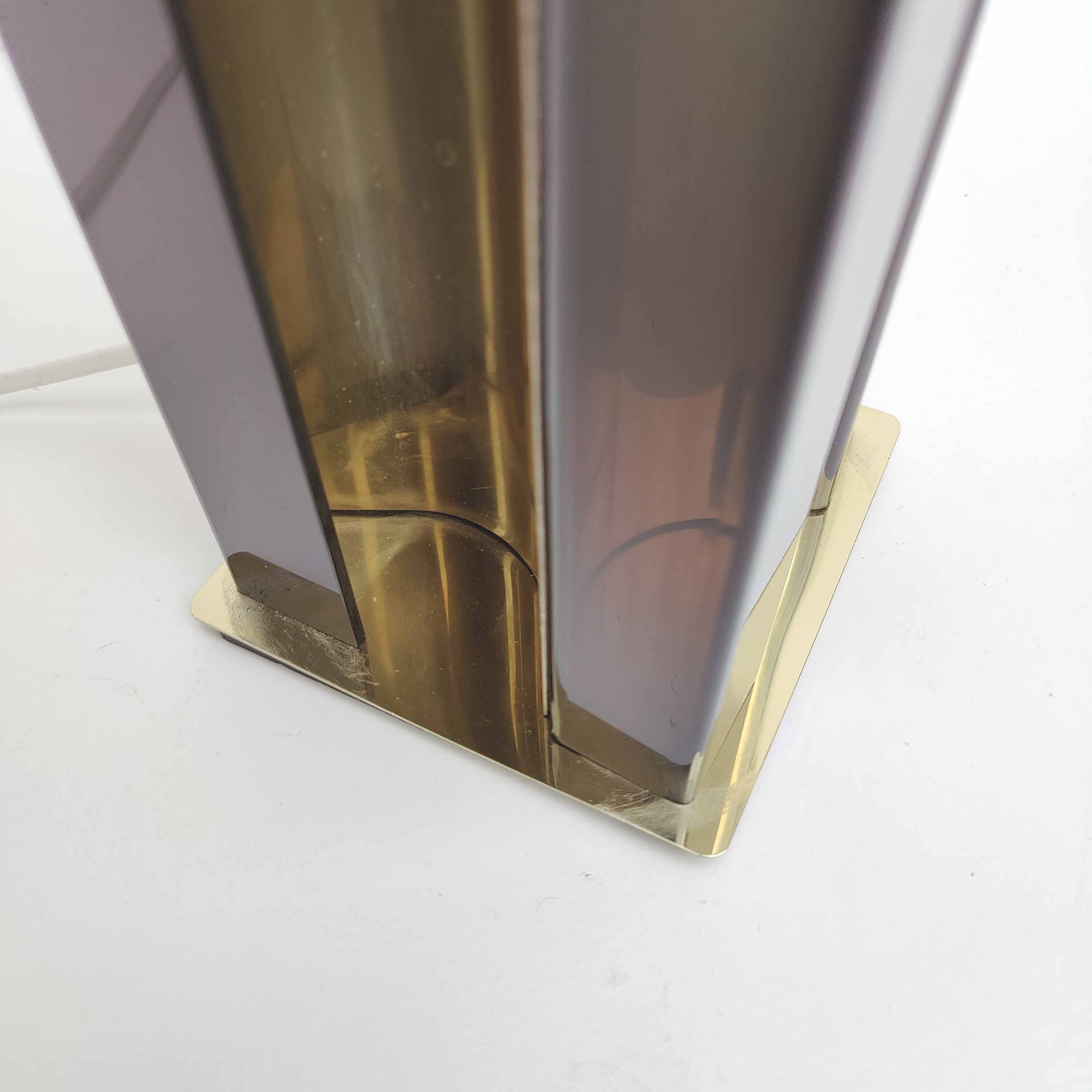 Plexiglas lamp and gold metal 70s