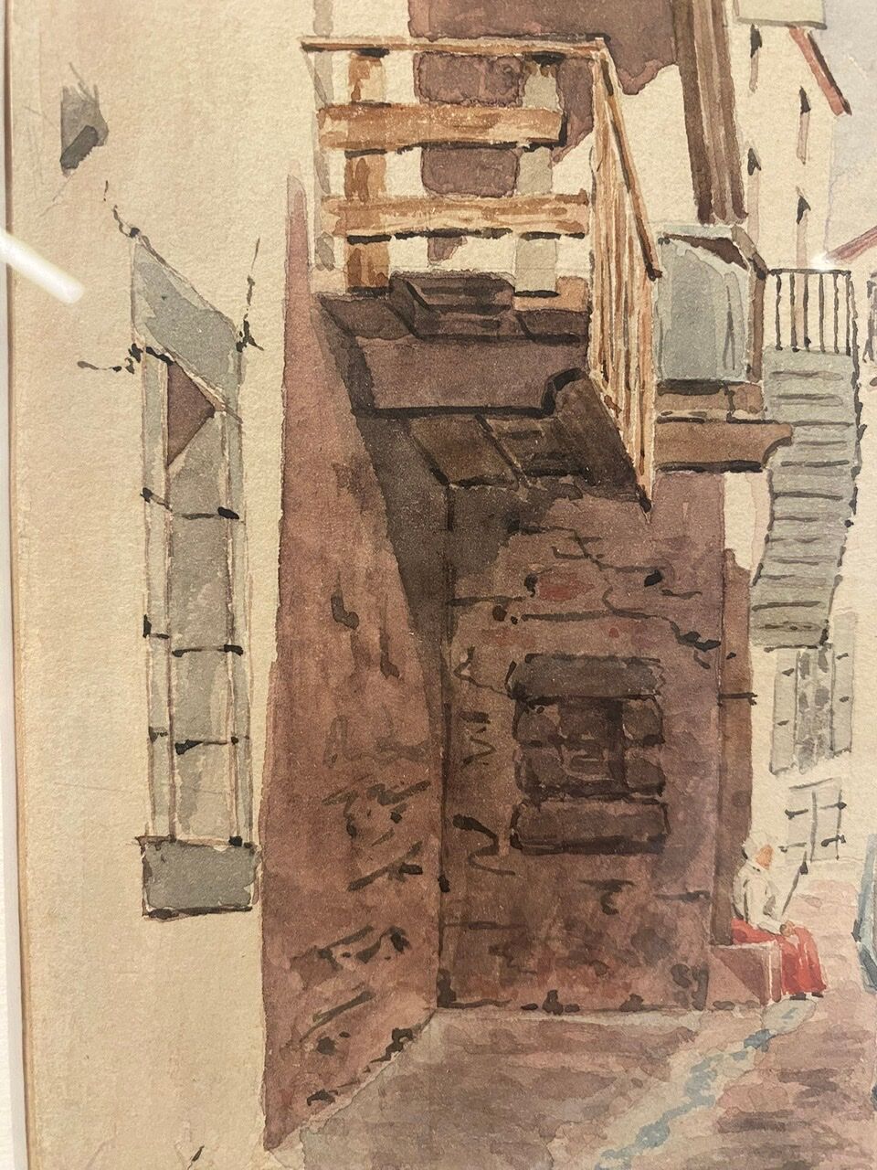Old painting, Provencal landscape, watercolor early twentieth century
