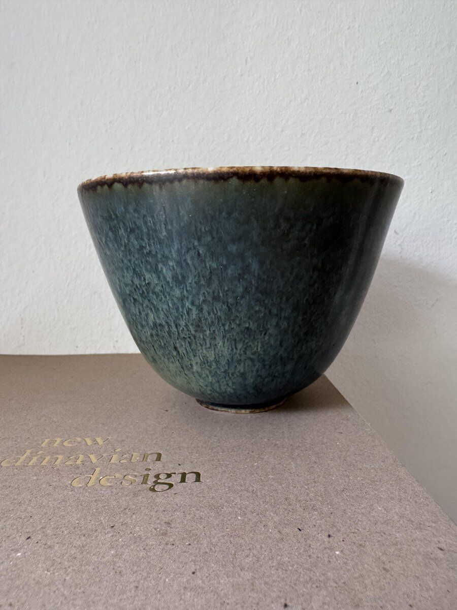 Large Swedish Aru Harfur glazed stoneware bowl by Gunnar Nylund for Rörstrand, 1960s