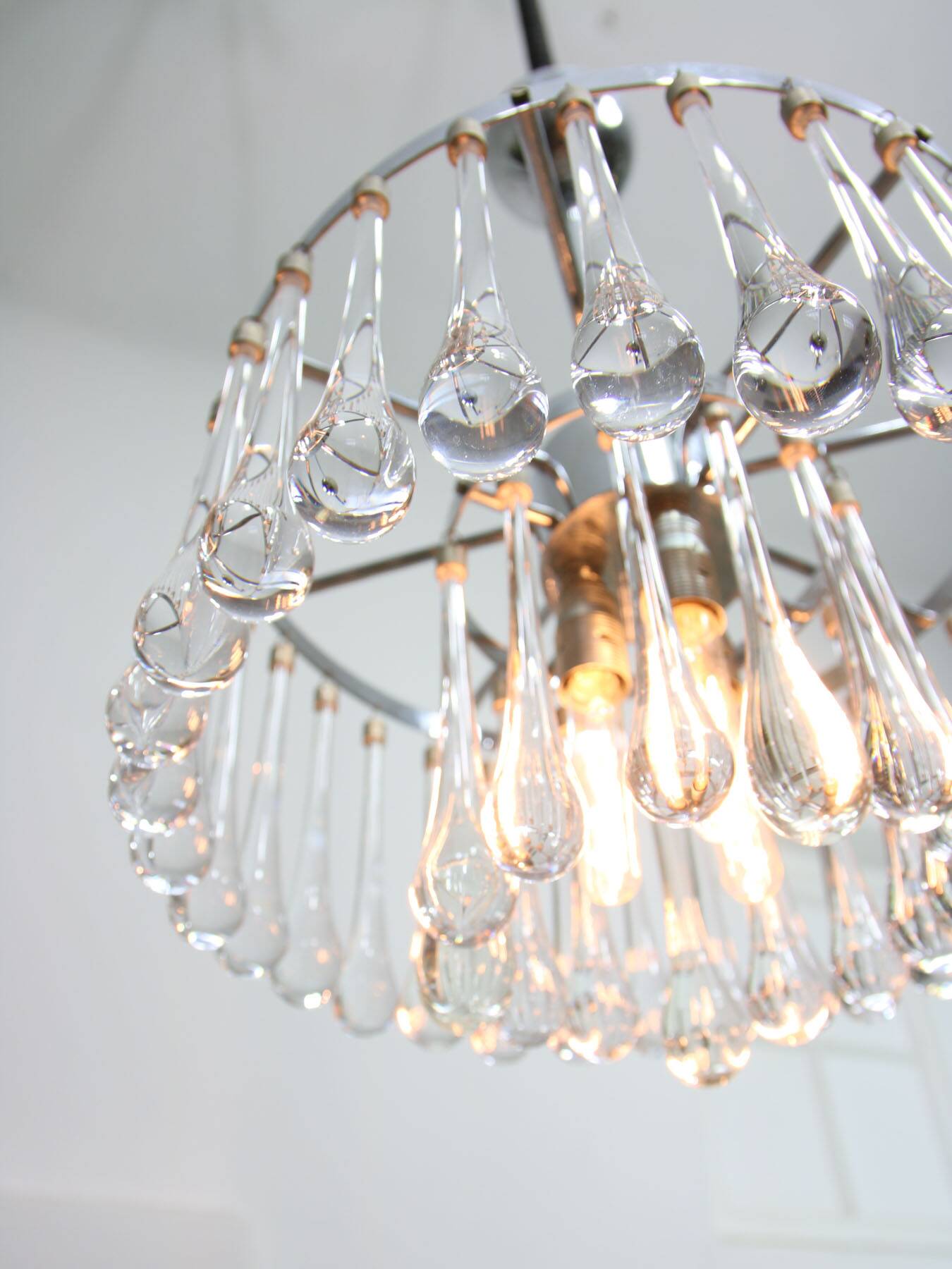 Mid-Century Italian Crystal Teardrop Chandelier, 1960s