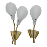 2 Brass and plexiglass tulip wall lights