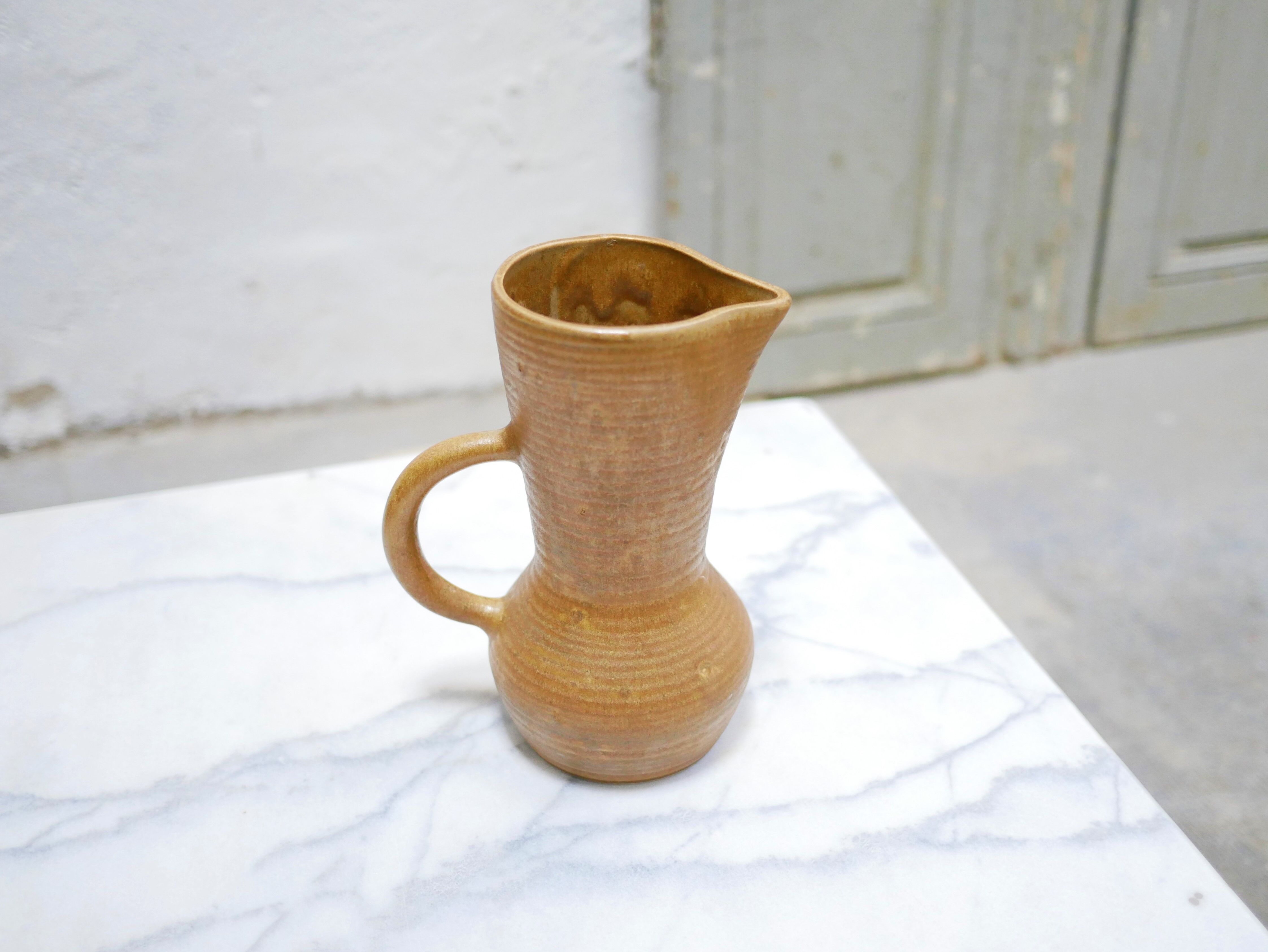 Vintage stoneware pitcher by the digoin factory, France