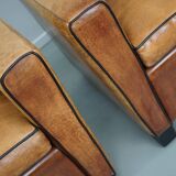 Fauteuils de club en cuir couleur cognac néerlandais vintage, ensemble de 2