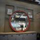 Large Round Industrial Wooden Mirror 1920