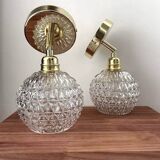 Pair of vintage glass wall sconces