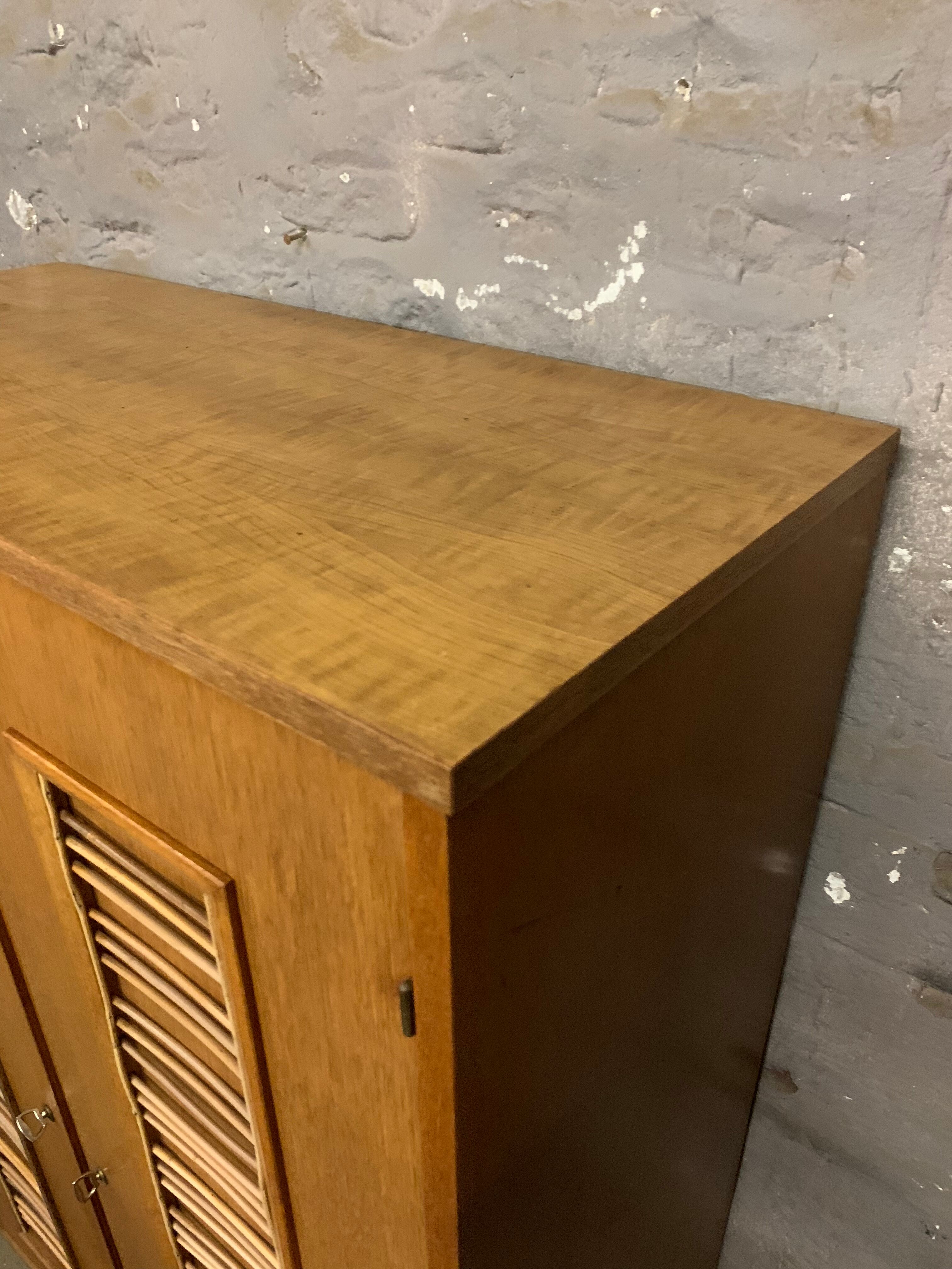 Vintage oak and rattan cabinet 1960