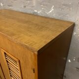 Vintage oak and rattan cabinet 1960