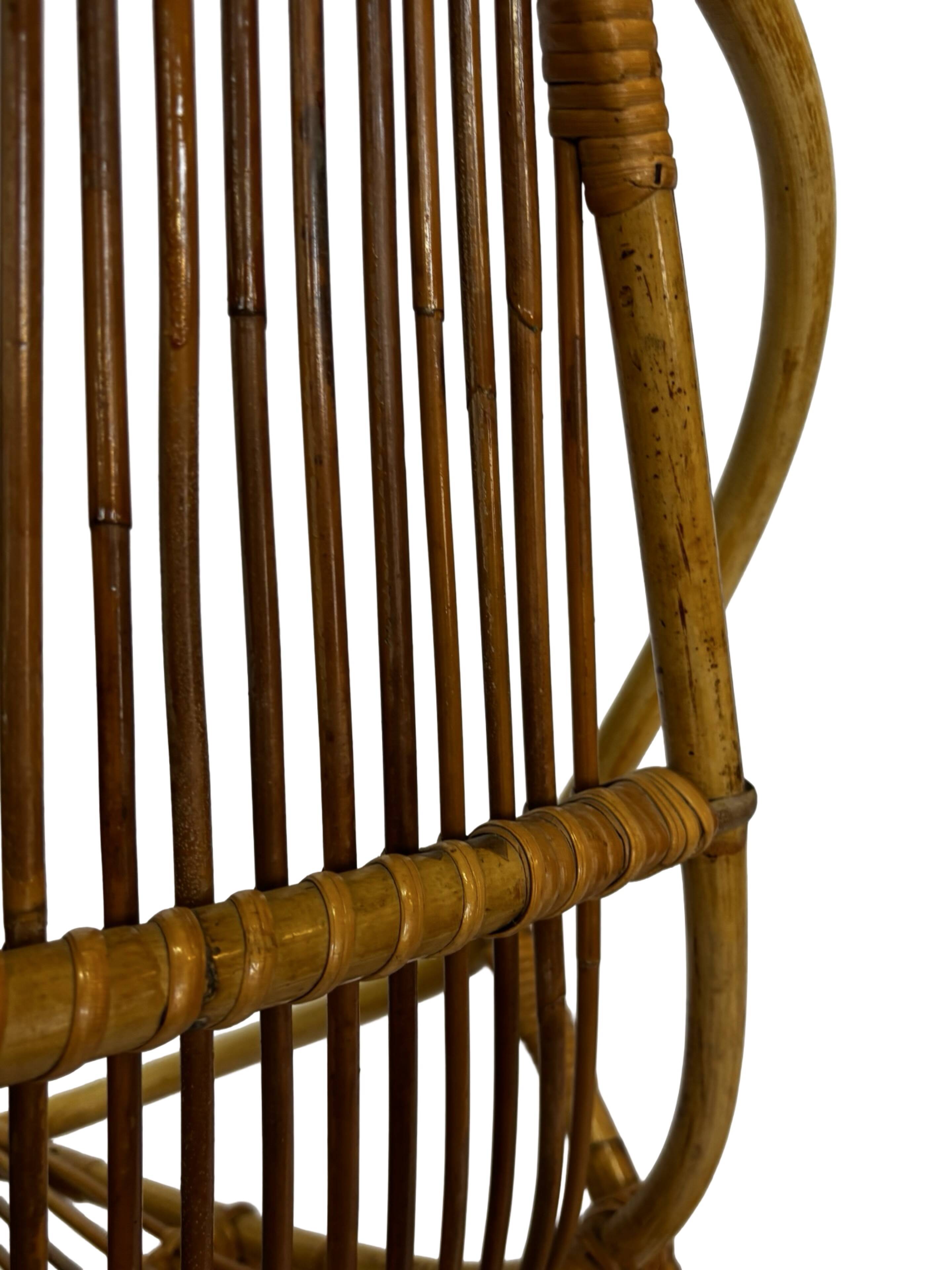 Ensemble vintage de 4 fauteuils club en rotin Rohe Noordwolde 1960