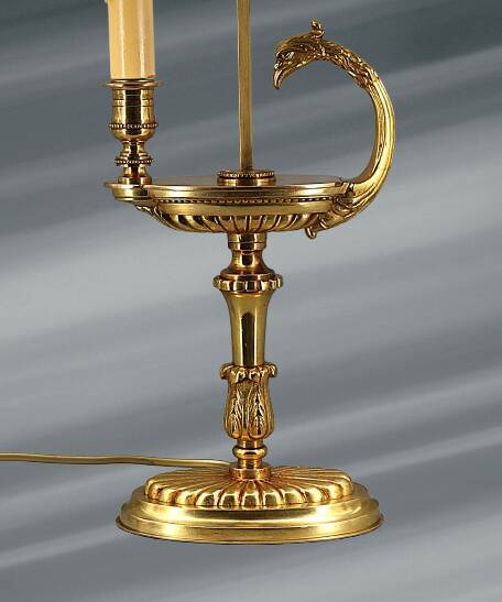 Directoire Style Gilt Solid Bronze Bouillotte Lamp "Lucien Gau"