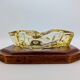 Ashtray / Catch-all Mid-Century Solid Glass Murano Style & Leather 1960