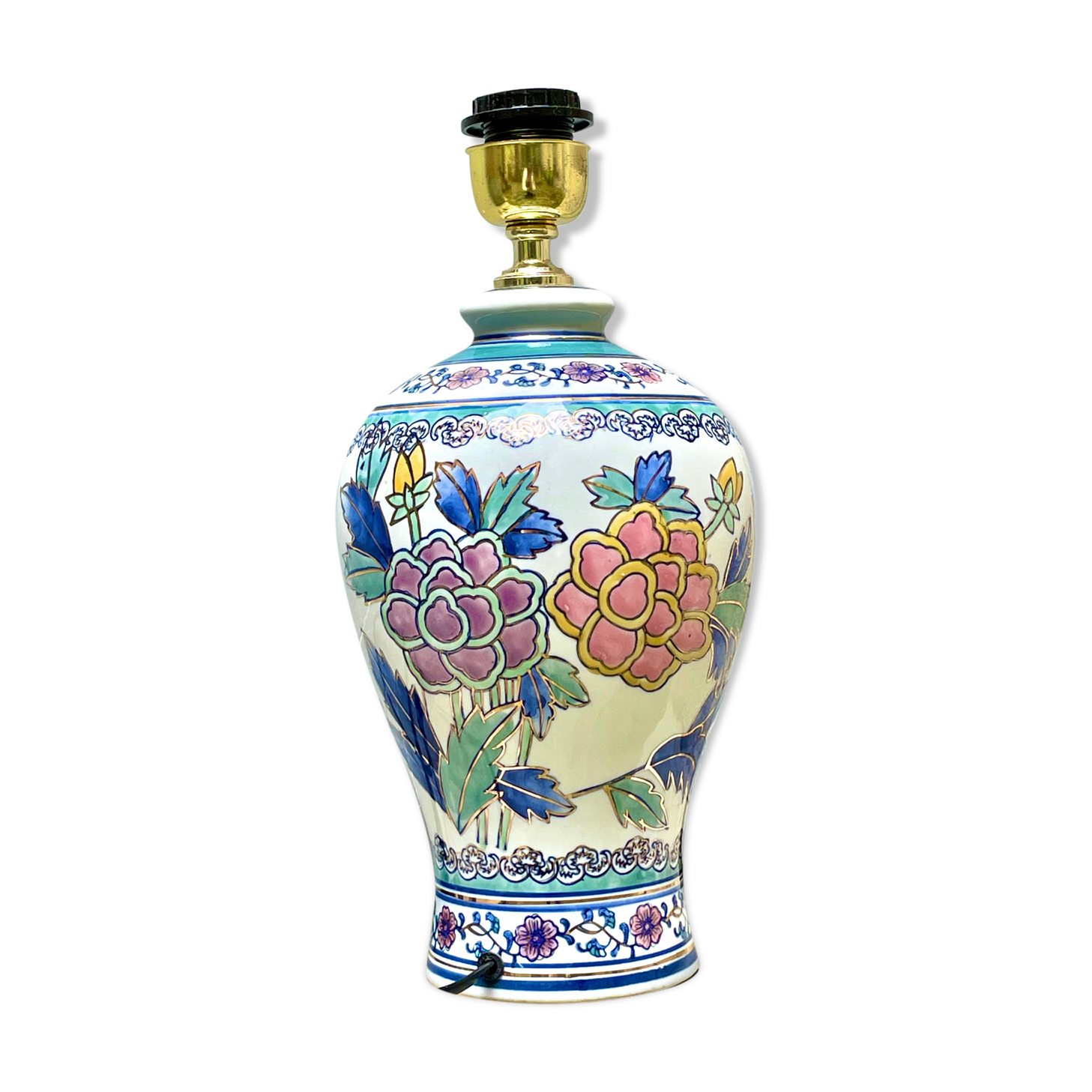 Vintage lamp foot, hand painted