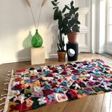 Morocco multi-color fabric carpet with berber alphabet