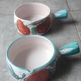 Pair of large Vallauris ceramic skillets