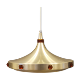 Lampe danoise space age des années 70, en aluminium laqué avec apprêts et grille inférieure