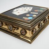 Game box in marble marquetry and hard stones, late nineteenth