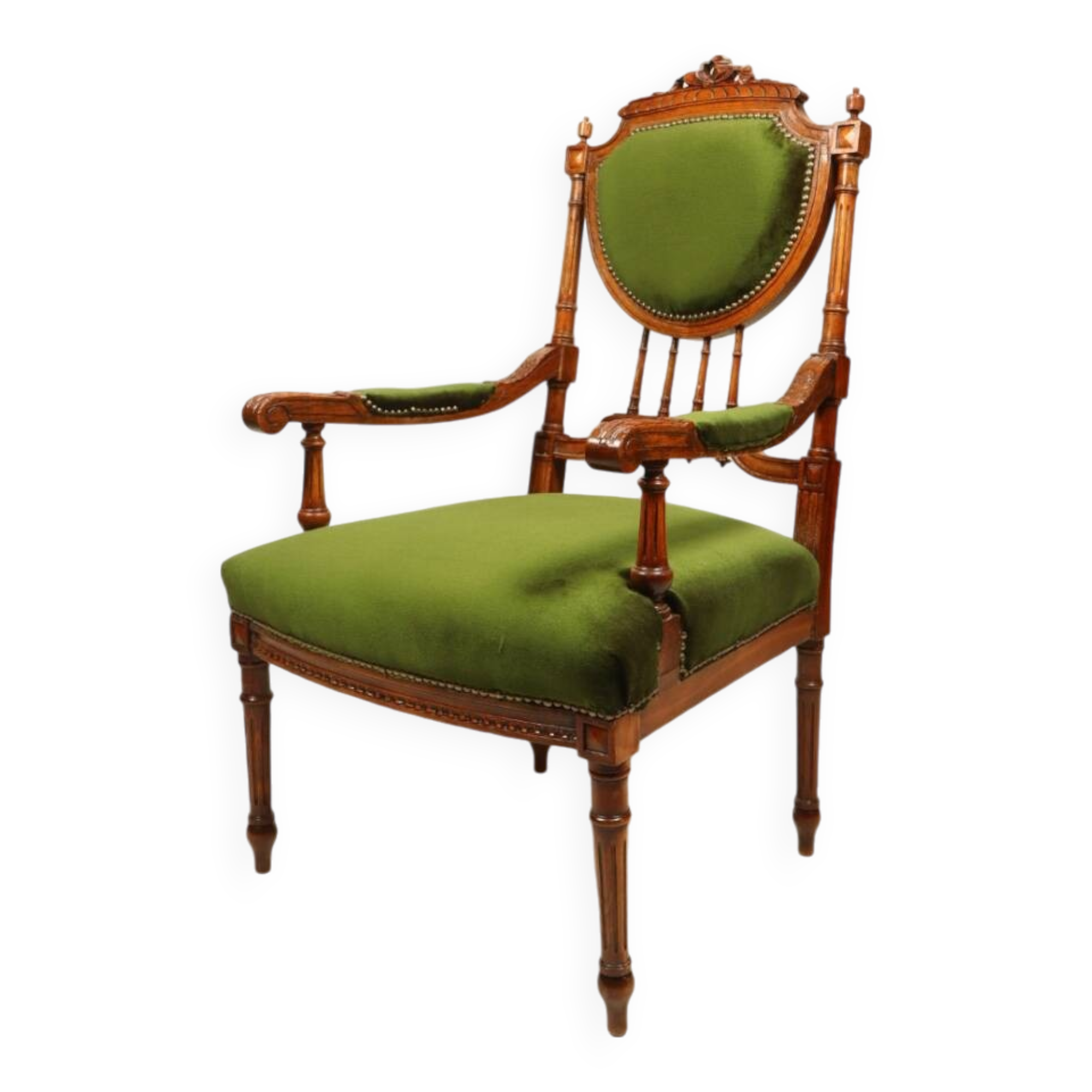 Vintage armchair classic style green oregano XIX century