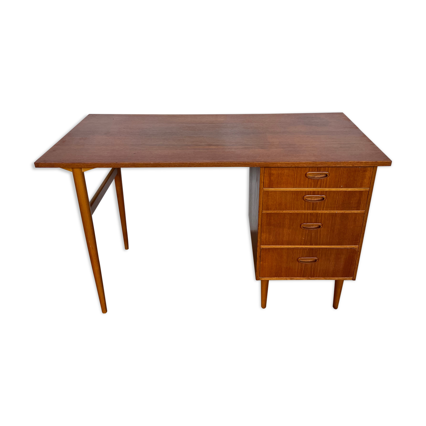 Scandinavian teak desk design 1960 feet spindles