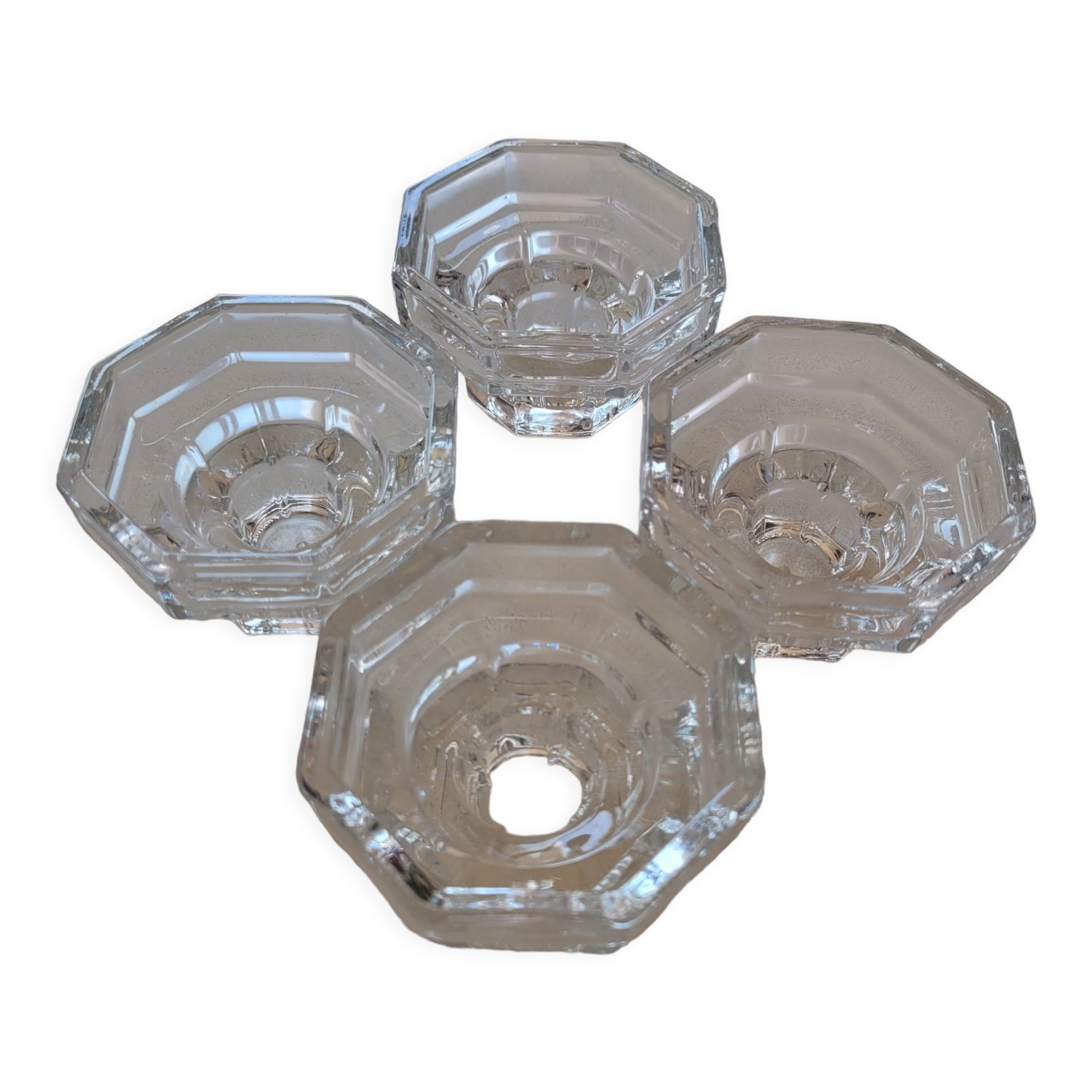 4 thick glass candle holders