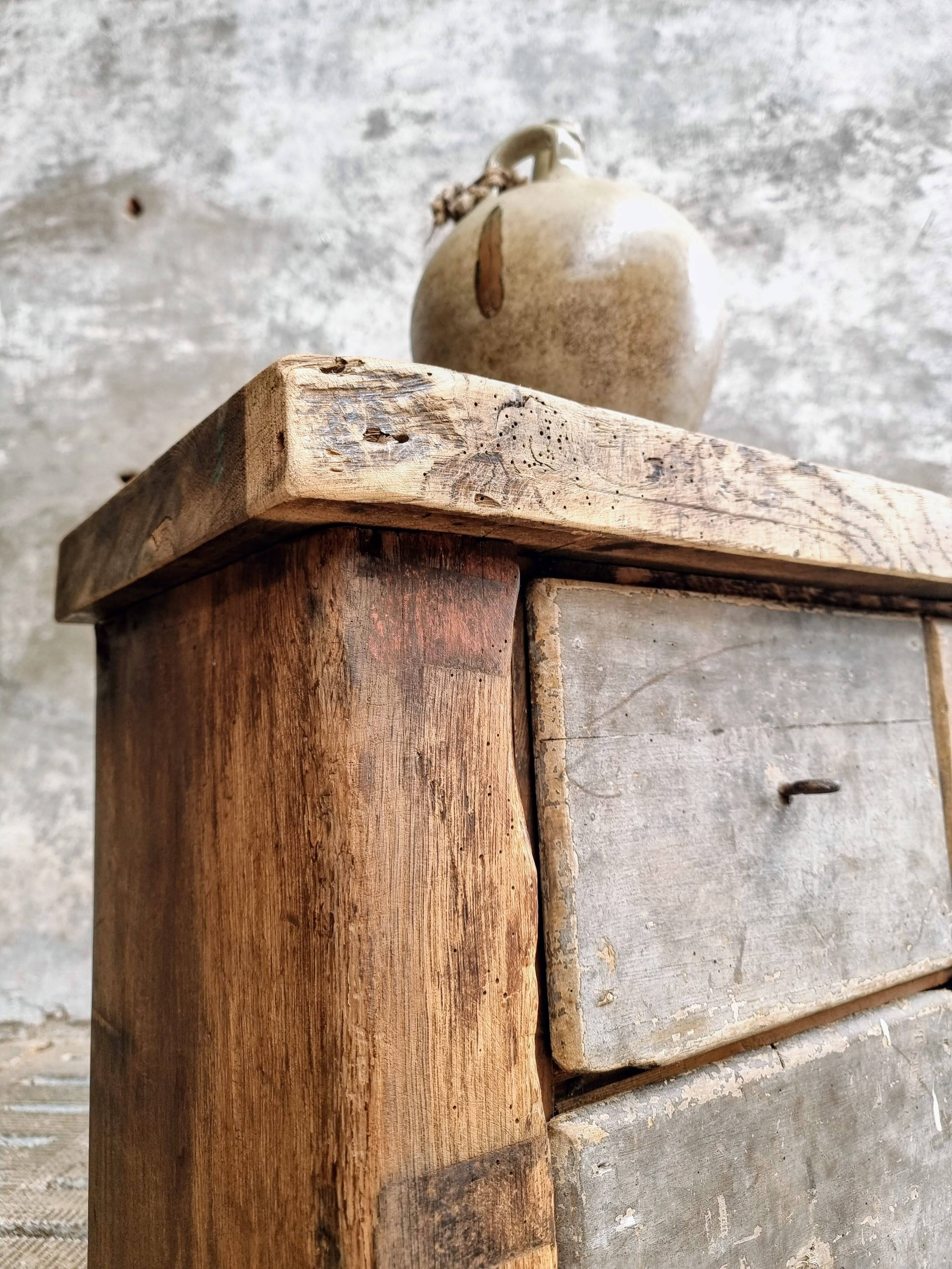 Antique workbench, chest of drawers, side table, bathroom furniture, 19th century
