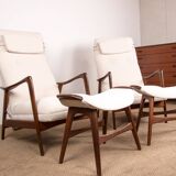 Large Scandinavian Teak Armchair with Ottomans by Folke Ohlsson for Westnofa 1960.