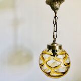 Yellow blown glass globe suspension 1960