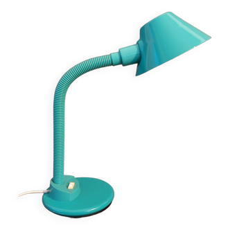 Lampe de bureau articulée Aluminor verte galet 1970.