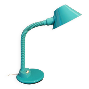 Lampe de bureau articulée Aluminor verte galet 1970.