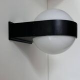 Vintage wall lamp, opaline and matte black metal, Raak Netherlands 1970