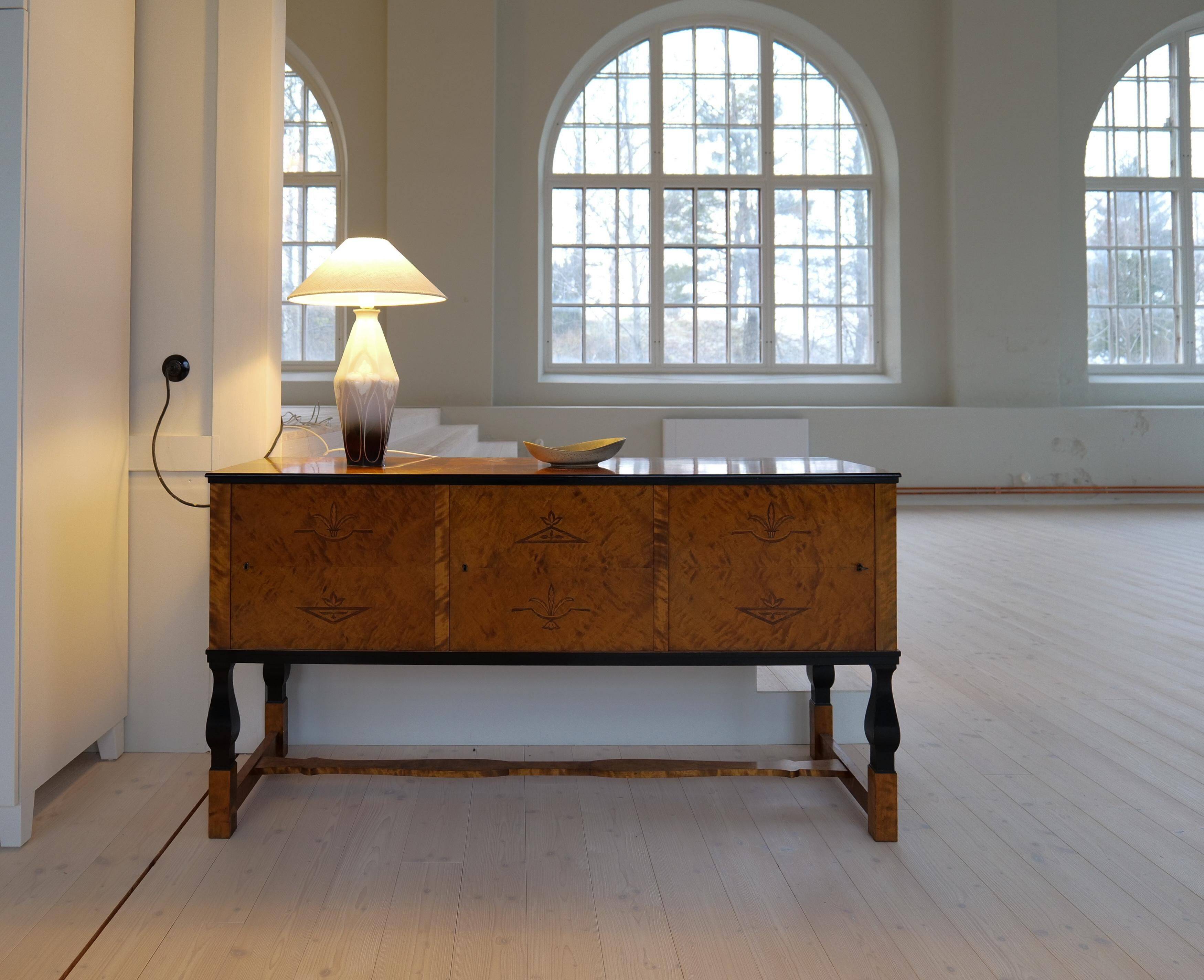 Art Nouveau ceramic table lamp Rörstrand Sweden, 1900