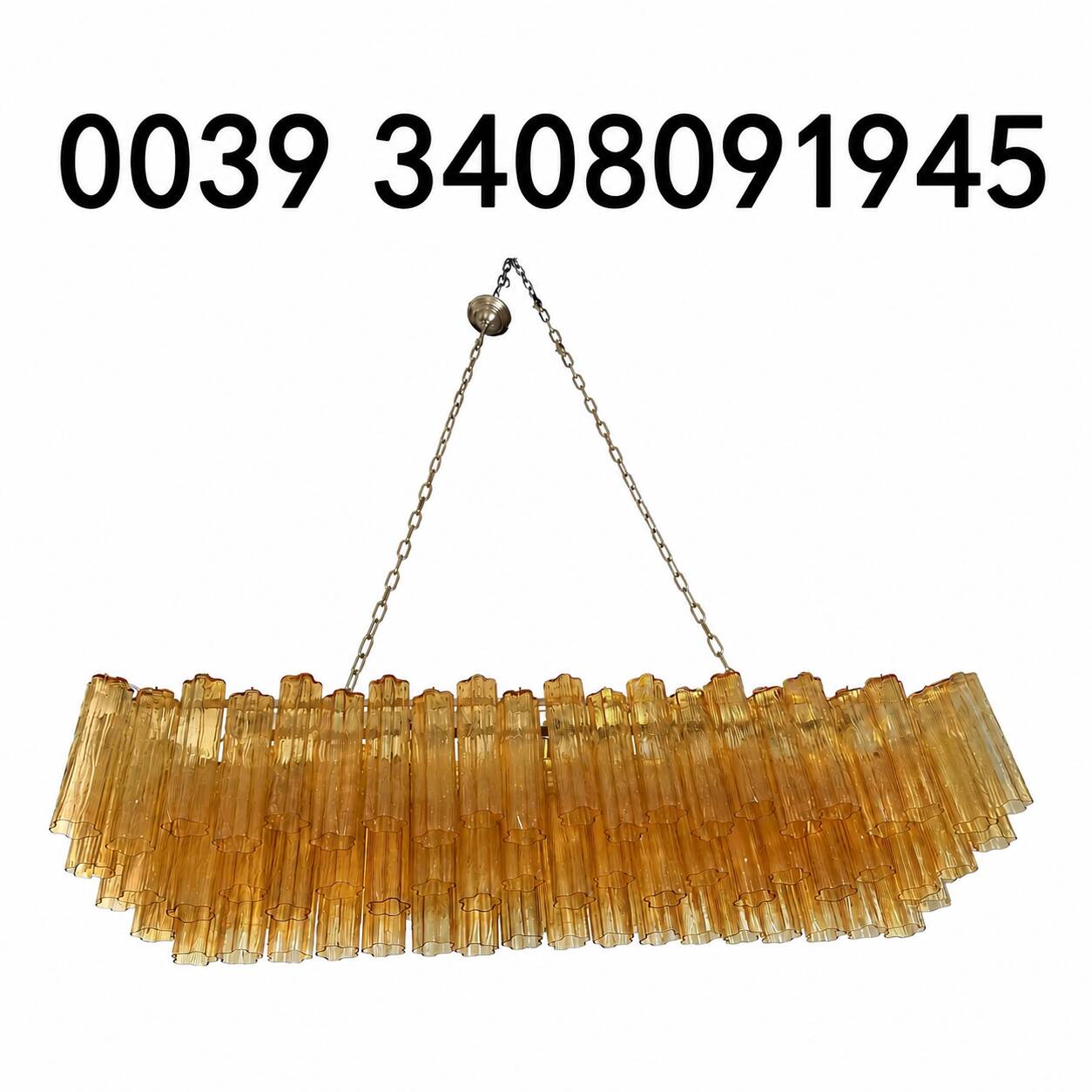 Contemporary Rectangular Luxury "Tronchi" Murano Glass Gold Chandelier