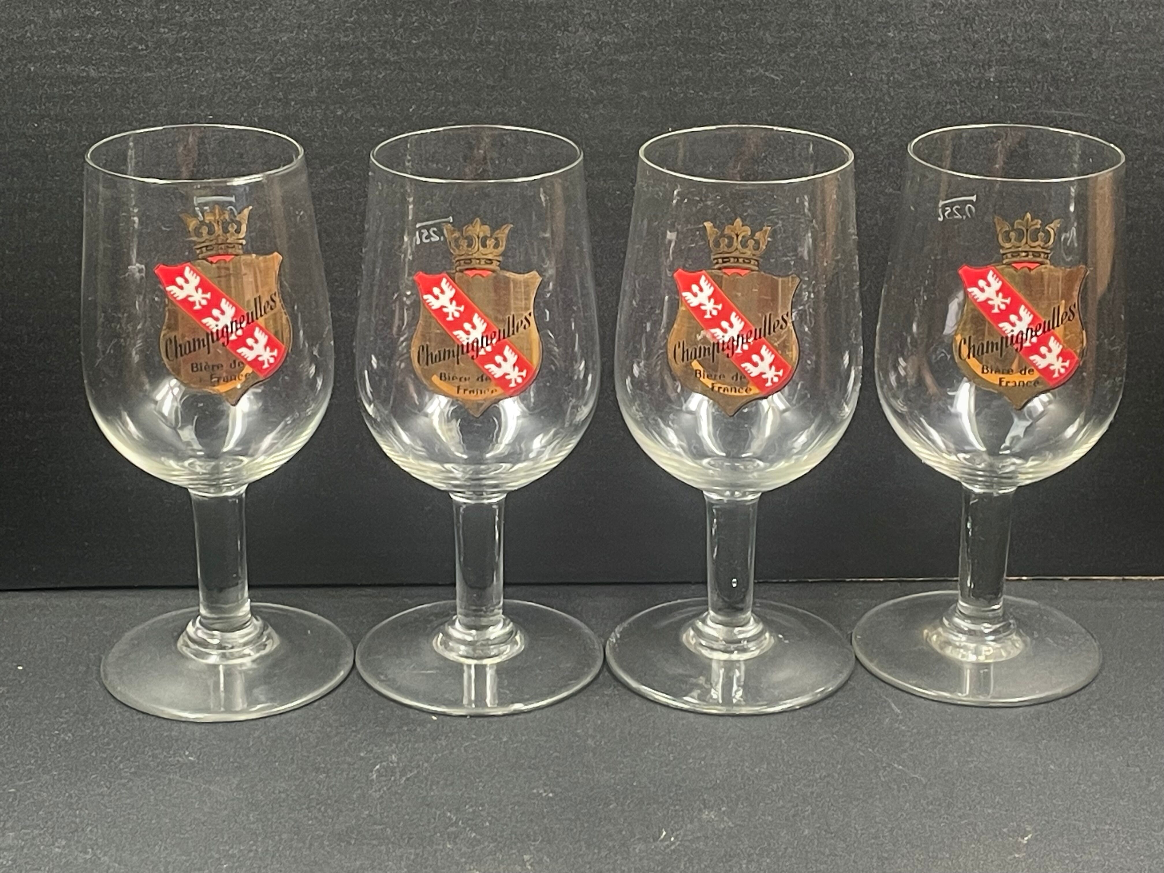 4 beer glasses Champigneulles 70s