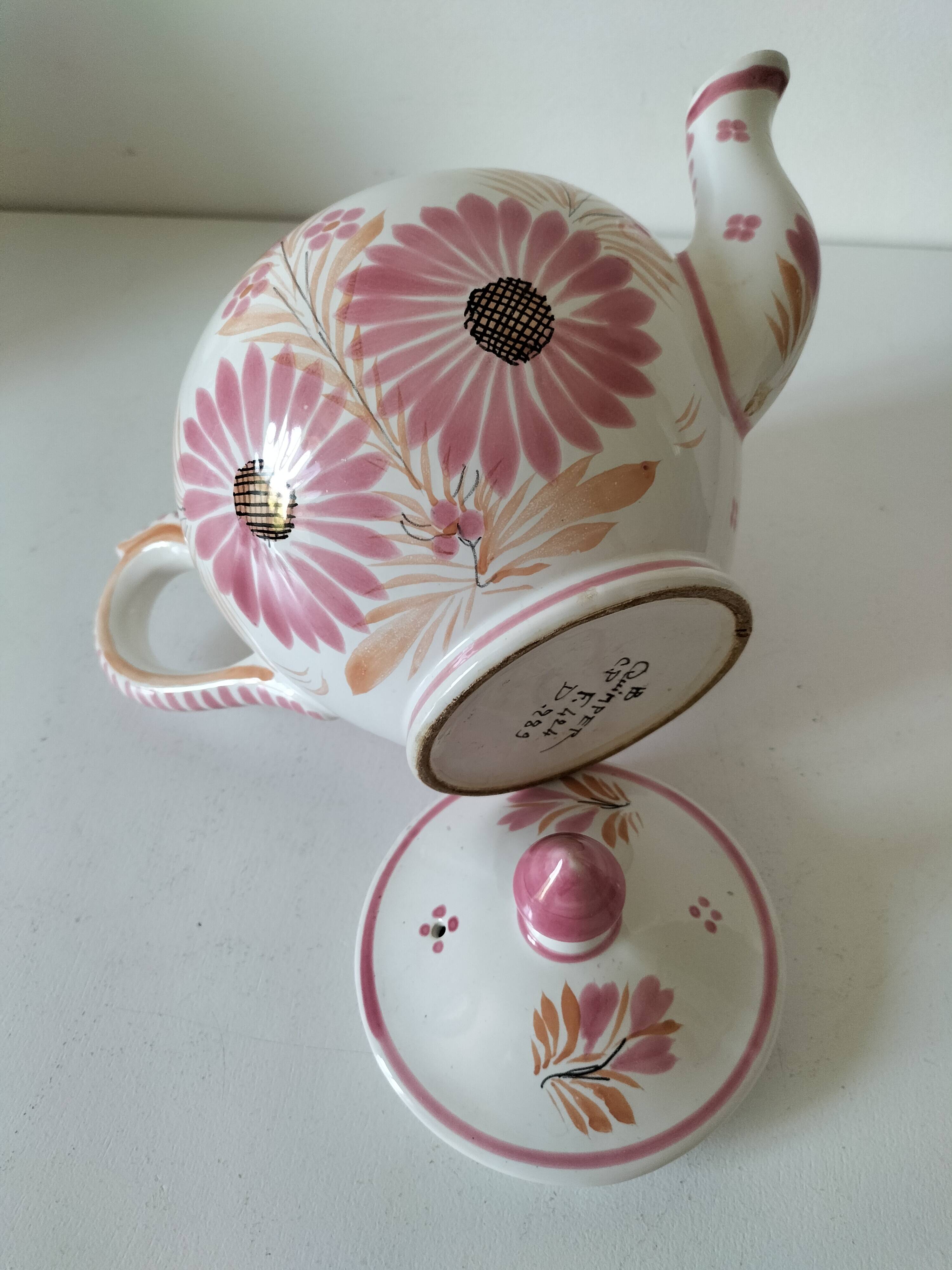 Henriot Quimper pink teapot
