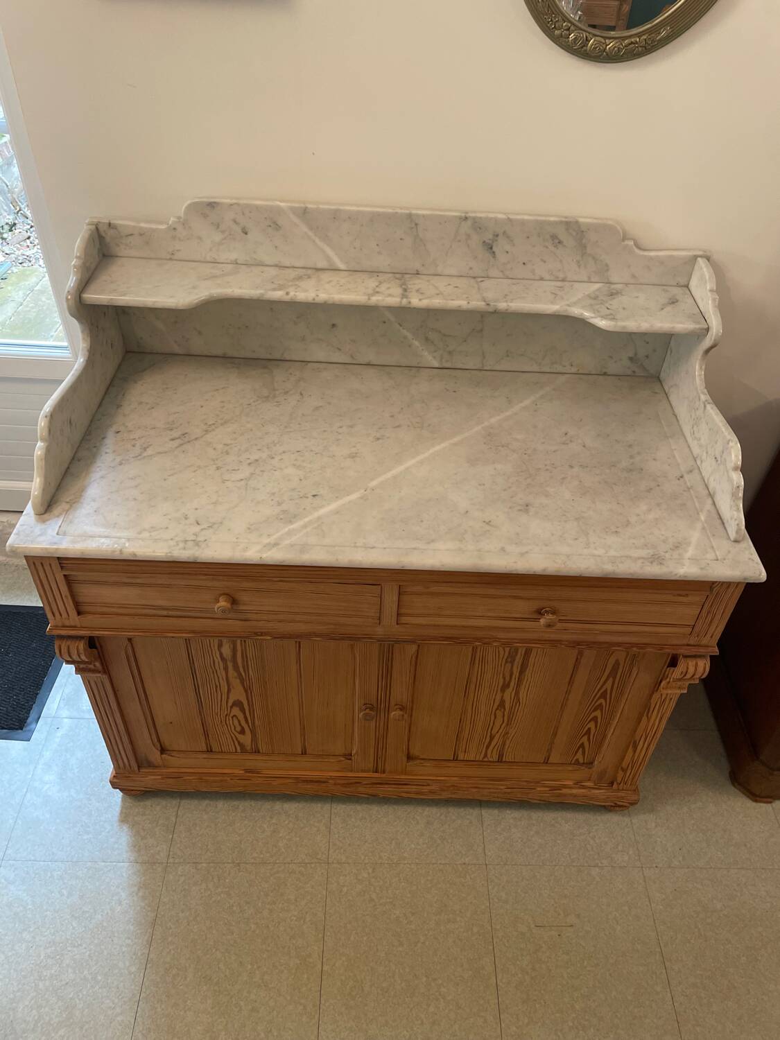 Sandblasted pitch pine bathroom cabinet