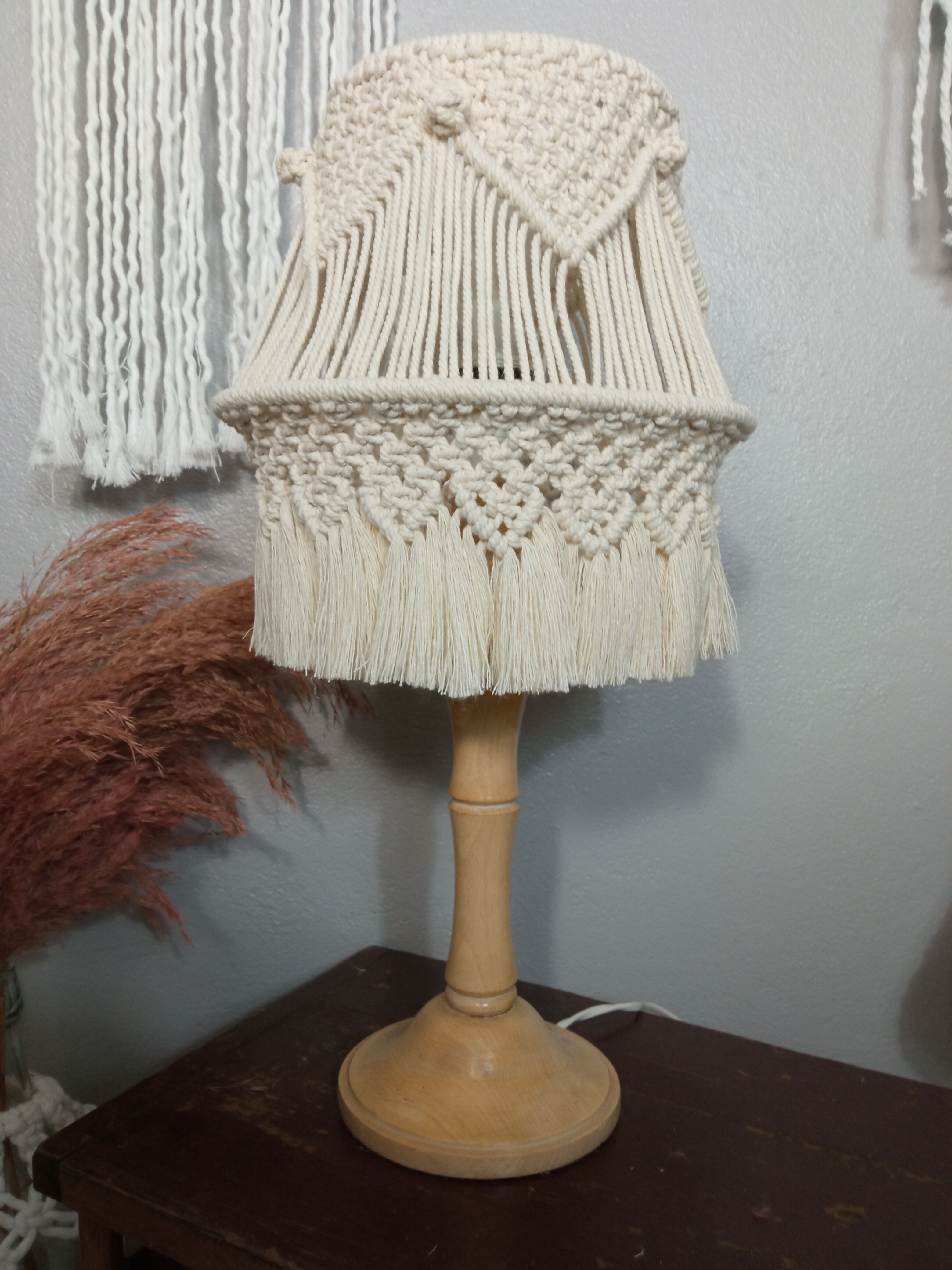 Vintage macramé lamp
