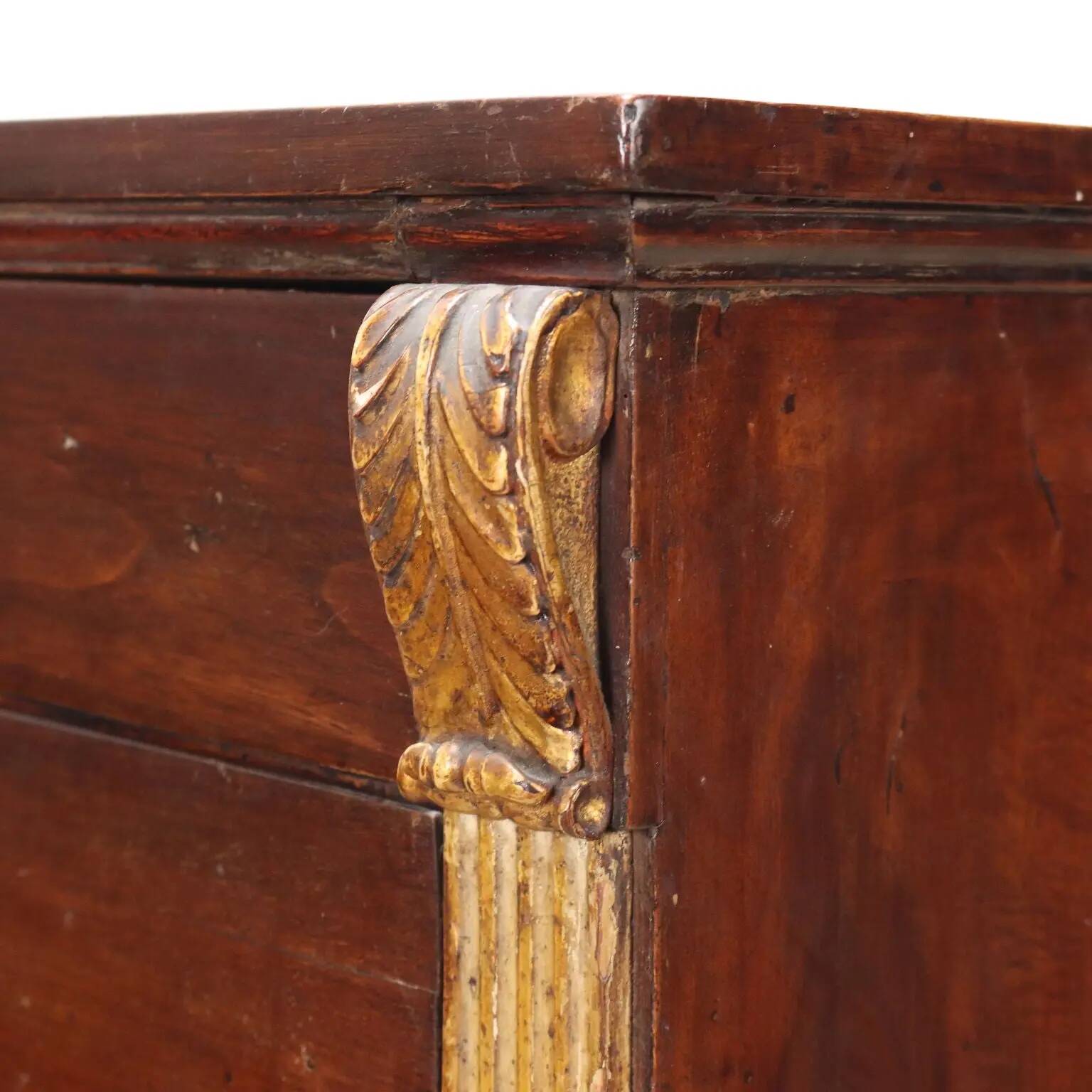 Empire bedside table in walnut with drawer, Italy, 19th century.