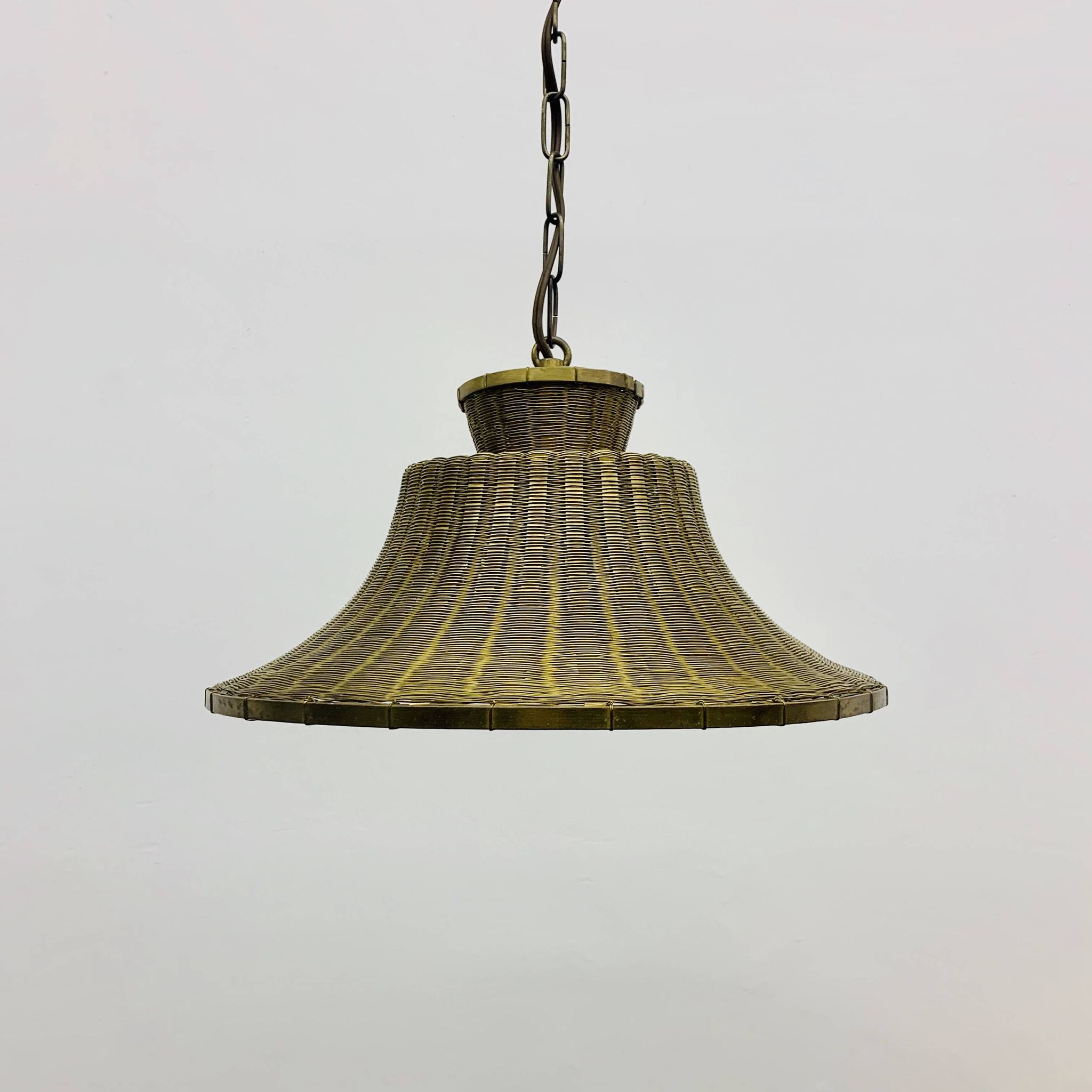 Woven brass wire hanging lamp , 1950s