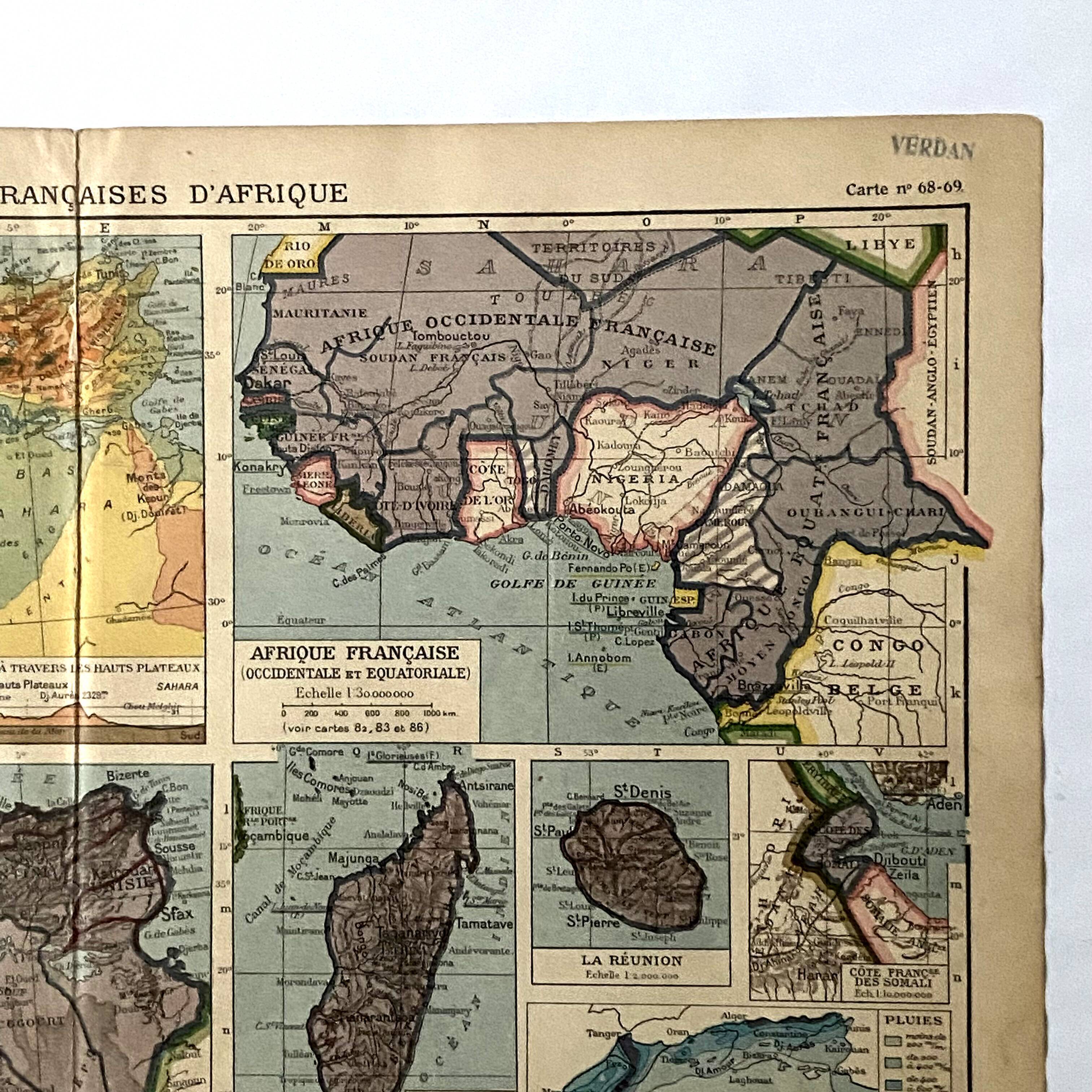 Carte "Colonies Françaises d'Afrique" 1930