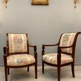 Pair of Mahogany Armchairs Return from Egypt Jacob Period Consulate Late Eighteenth