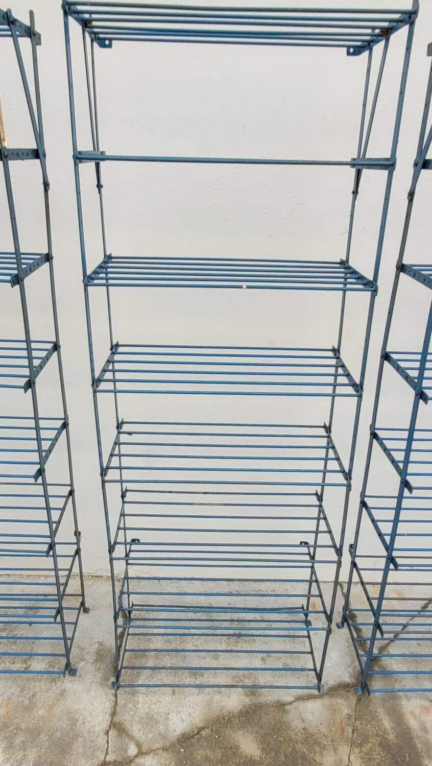 Set of 3 Rigidex iron storage locker shelves 1950s