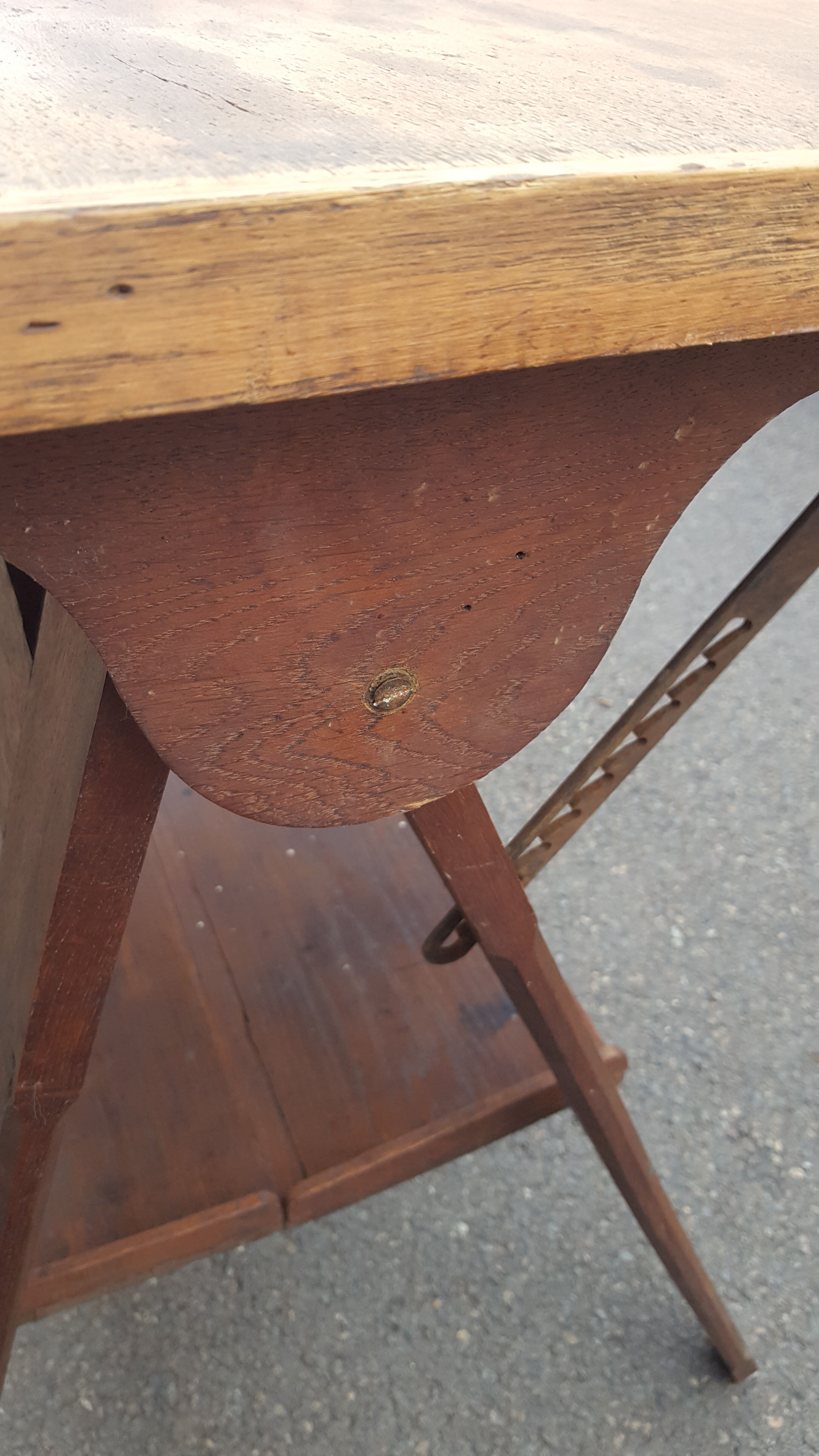 Drawing table wood and vintage metal