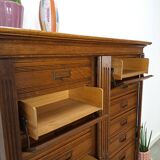 Antieke oude houten archief ladekast
